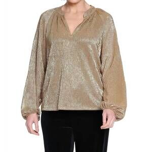 NEW TRU LUXE metallic popover top in gold